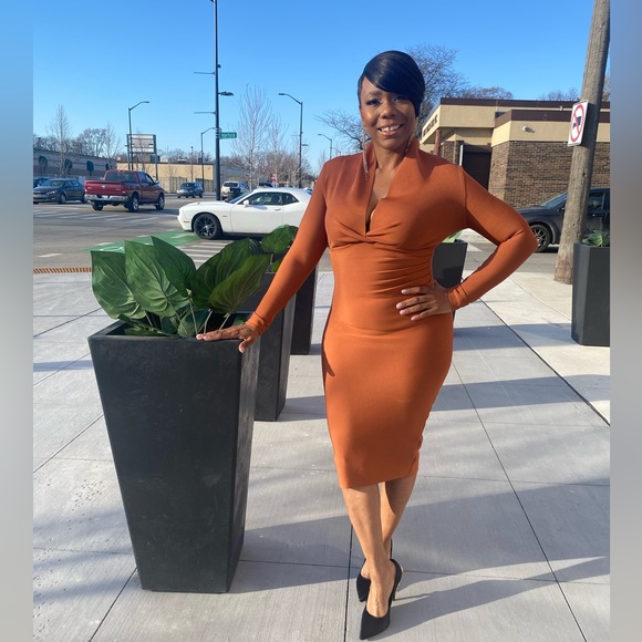 Sharp Bodycon Dress, Rust/Orange - Picture 5 of 5